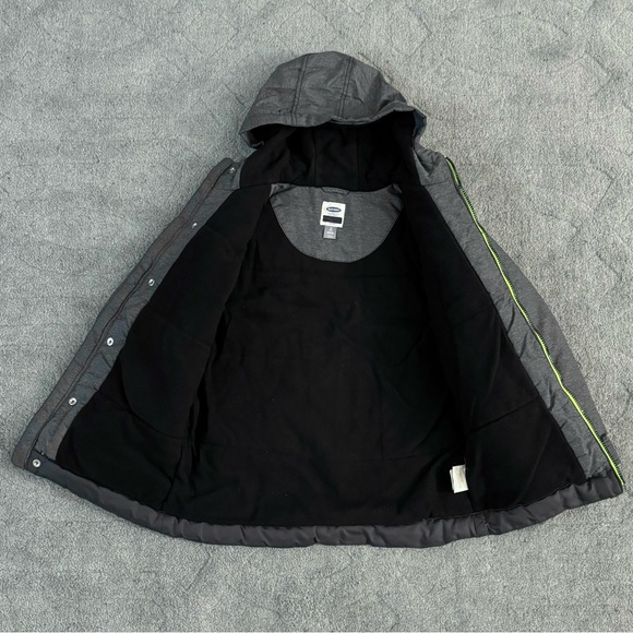 Old Navy Hooded Winter Puffer Coat Full Zip & Buttons Size M(8) Dark/Light Grey - Picture 4 of 8